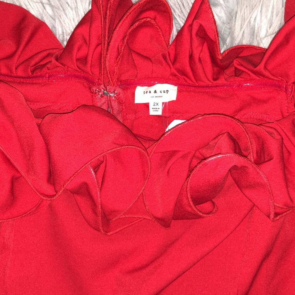 Forever 21 red ruffle wide leg jumpsuit - Picture 5 of 5